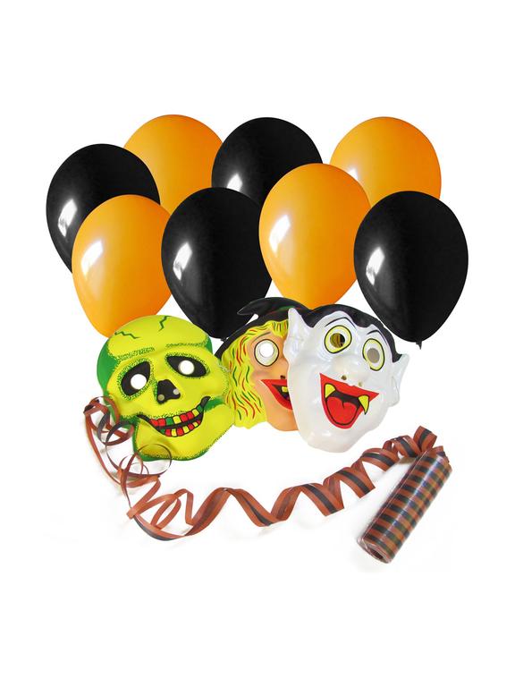 Zestaw imprezowe potwory B (maska pvc, serpentyna, 8 potwornych balonów)