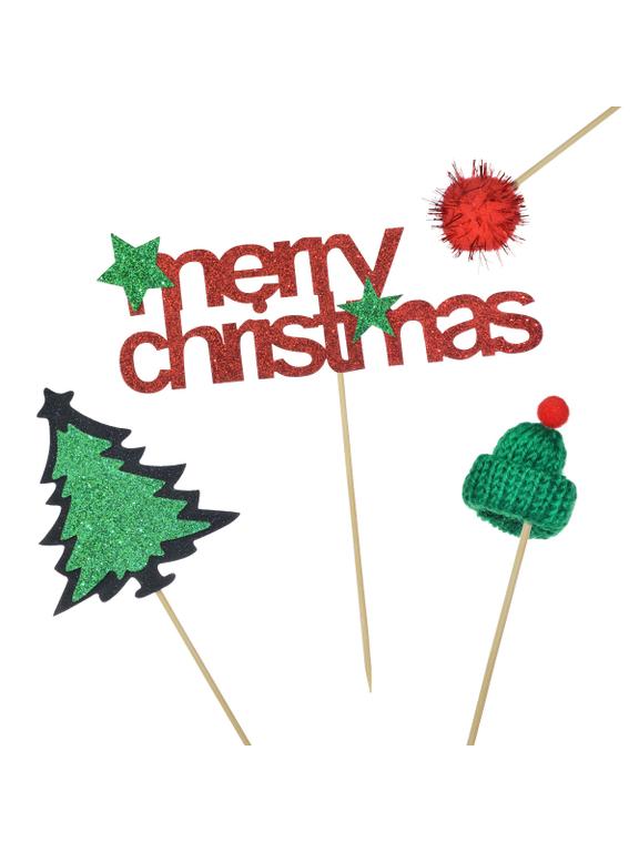 Dekoracja ciasta - Merry Christmas (4 szt.)