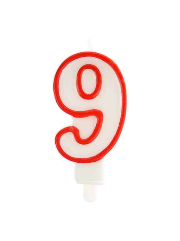 Świeczka cyferka nr 9 czerwona