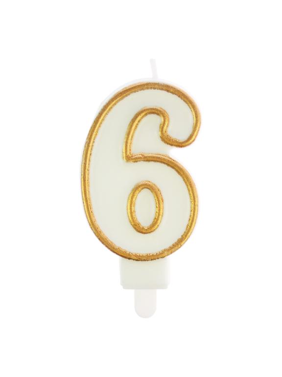 Świeczka cyferka nr 6 złota