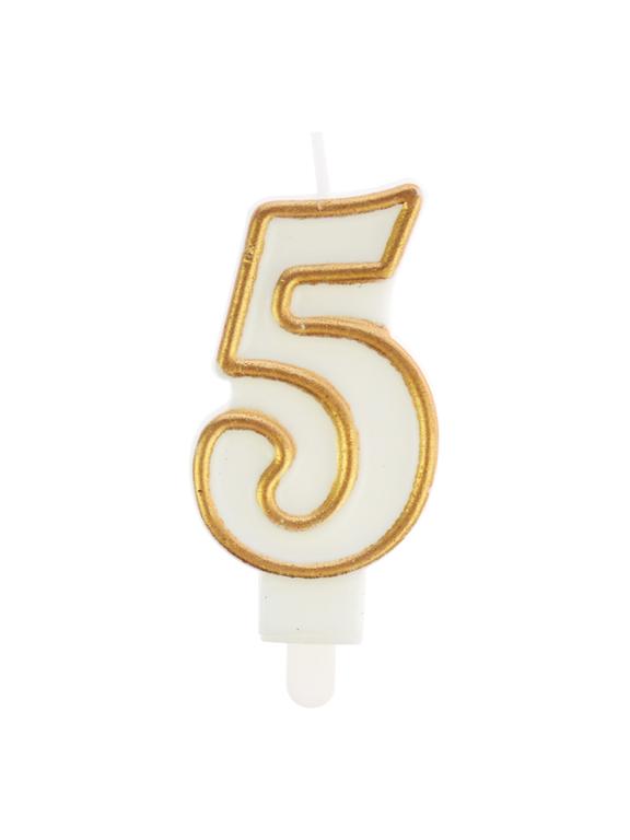 Świeczka cyferka nr 5 złota