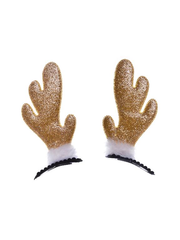 Brokatowe rogi renifera (2 szt.) złote