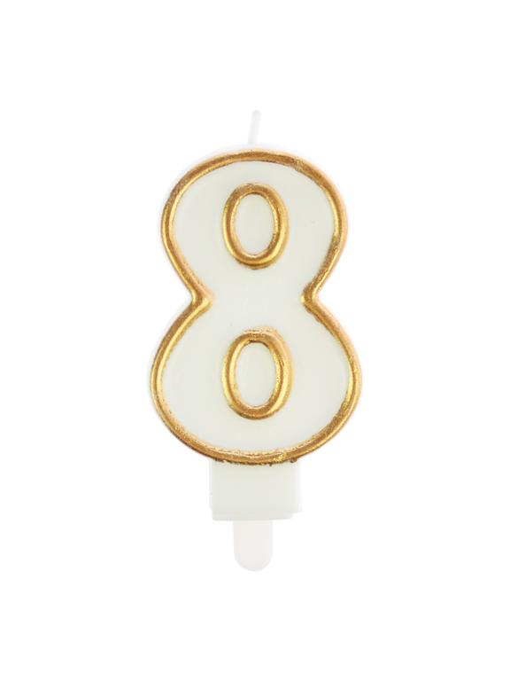 Świeczka cyferka nr 8 złota