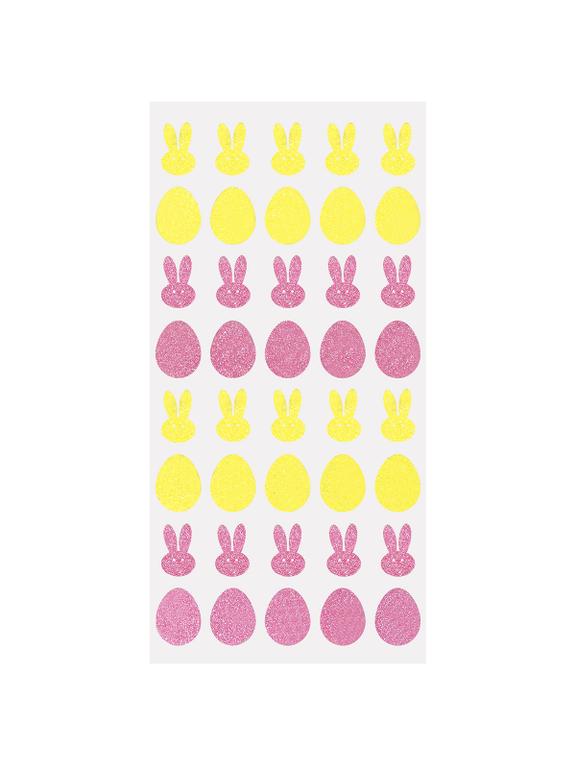 Brokatowe naklejki - zajączek, jajko z pianki