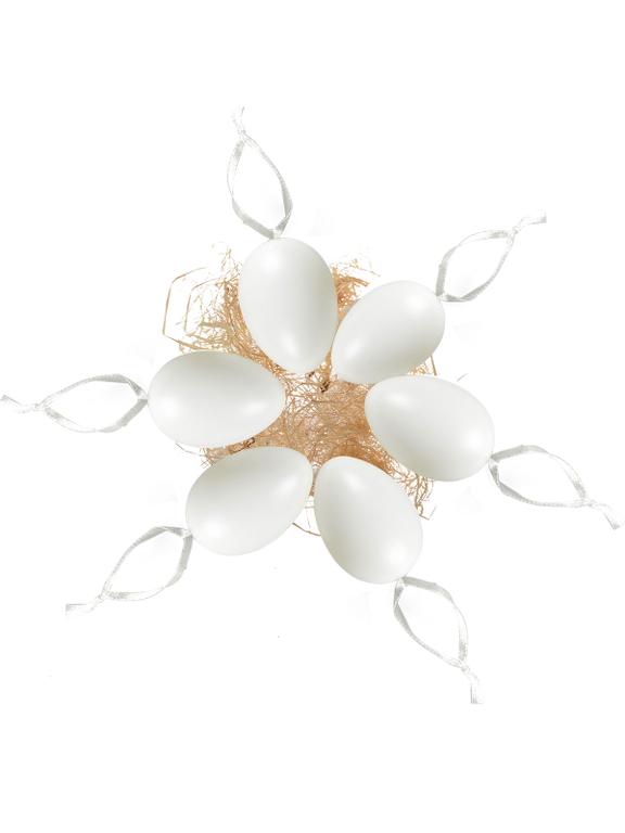 Białe jajeczka z rafią (6 szt.)