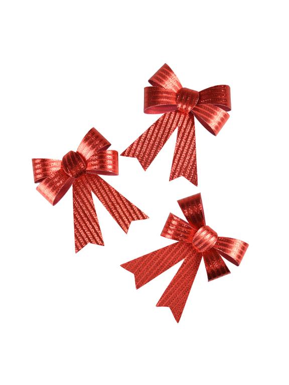Zestaw kokard dekoracyjnych - prążki (3 szt.) czerwonych