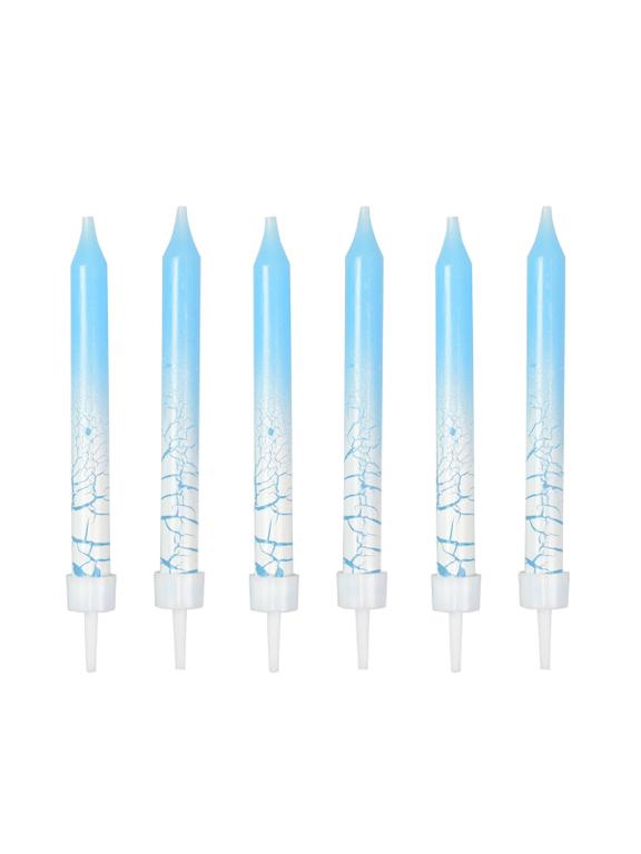 Świeczki urodzinowe z efektem spękania (6 szt.) niebieskie