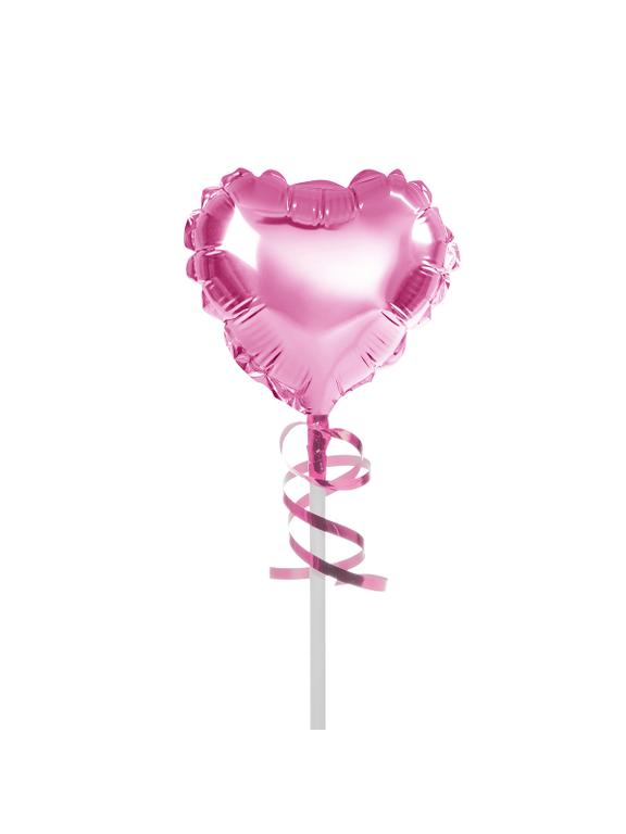 Balon foliowy na patyczku serce różowy
