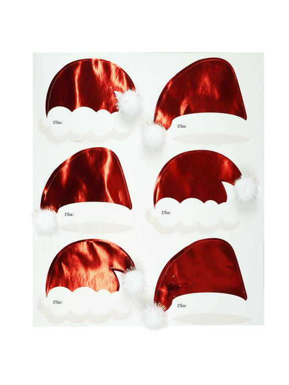 Bileciki na prezenty - czapki Mikołaja (6 szt.)