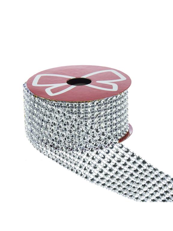 Dekoracyjna taśma z kryształkami srebrna