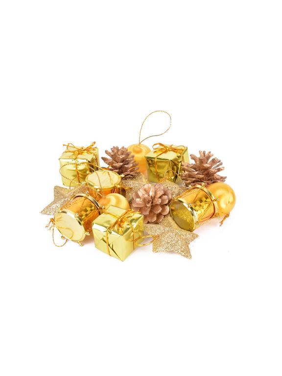 Komplet ozdób choinkowych (16 szt.) złotych