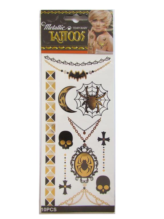 Metaliczne tatuaże halloweenowe