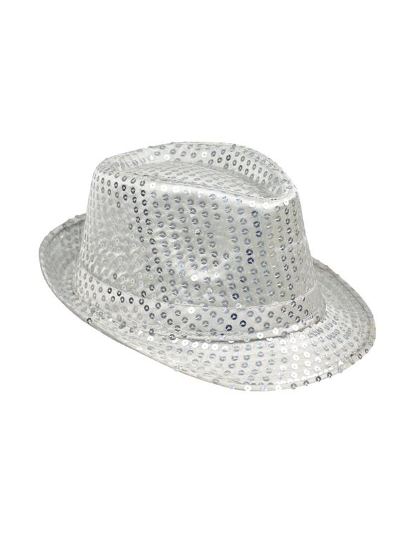 Kapelusz cekiny srebrny