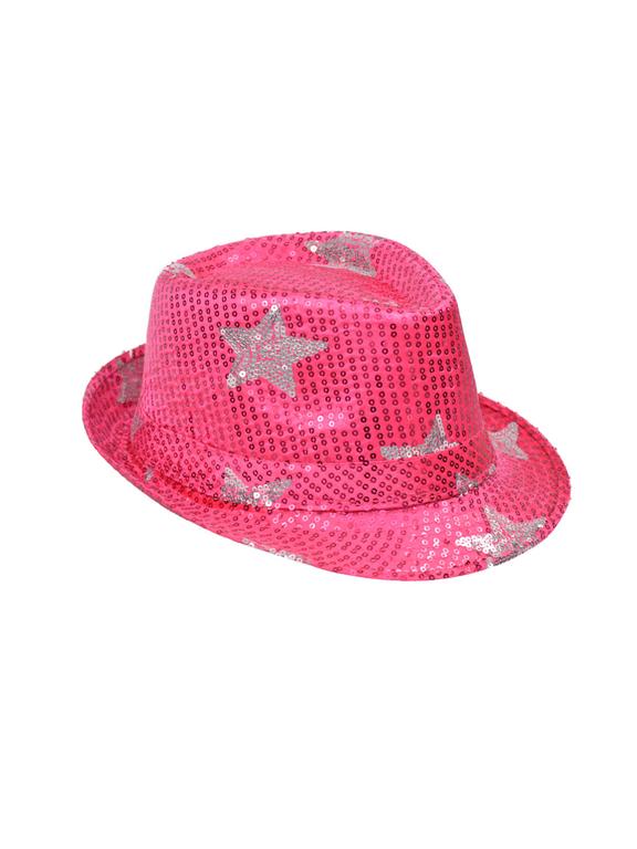 Kapelusz cekiny gwiazdor różowy