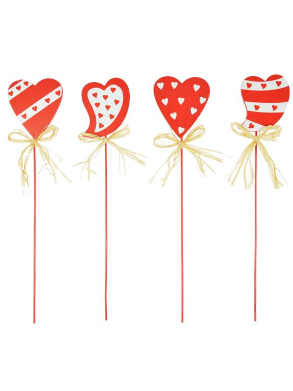 Drewniane serce na piku - mix wzorów