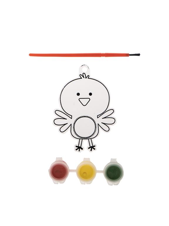 Witrażyk do malowania (zestaw z farbkami i pędzelkiem) - kurczaczek
