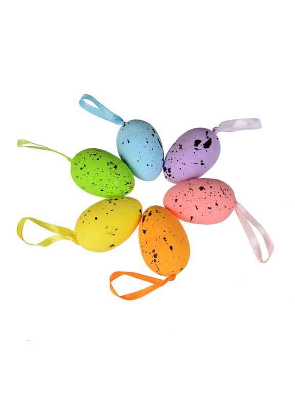 Jajka nakrapiane z zawieszkami - mix kolorów (6 szt.)