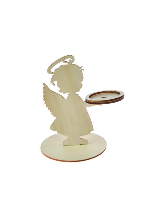 Świecznik drewniany - aniołek