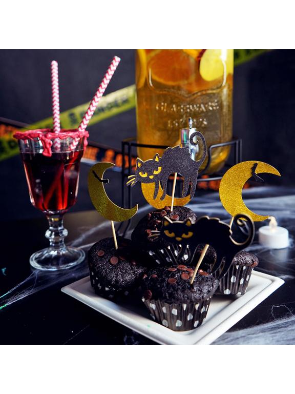 Dekoracja ciasta - czarne koty (6 szt.)