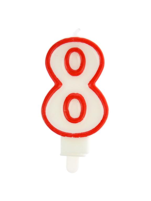 Świeczka cyferka nr 8 czerwona