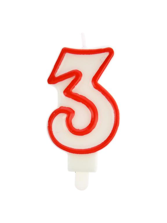 Świeczka cyferka nr 3 czerwona