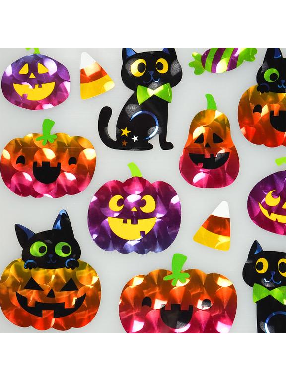 Kolorowe metalizowane naklejki halloweenowe