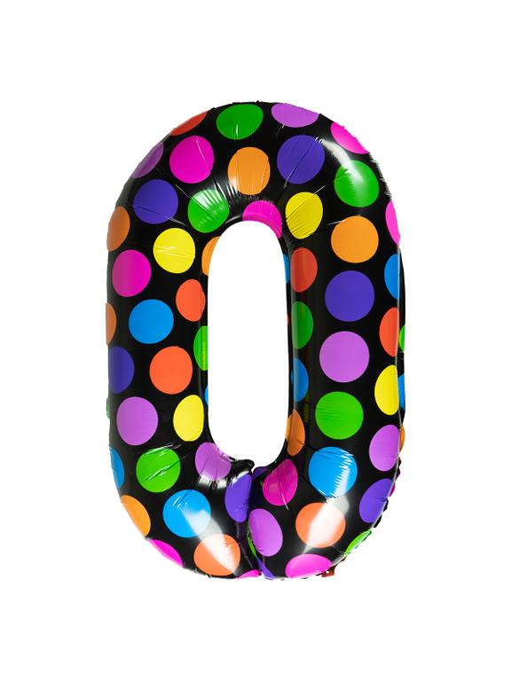 Balon foliowy cyferka w kropki nr 0