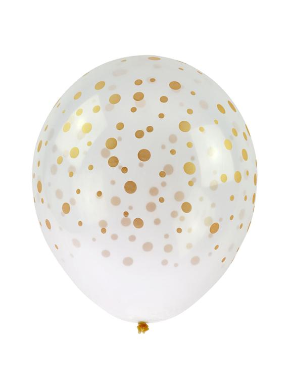 Balony transparentne z nadrukiem konfetti (5 szt.)