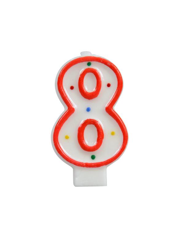 Świeczka cyferka - kropki nr 8