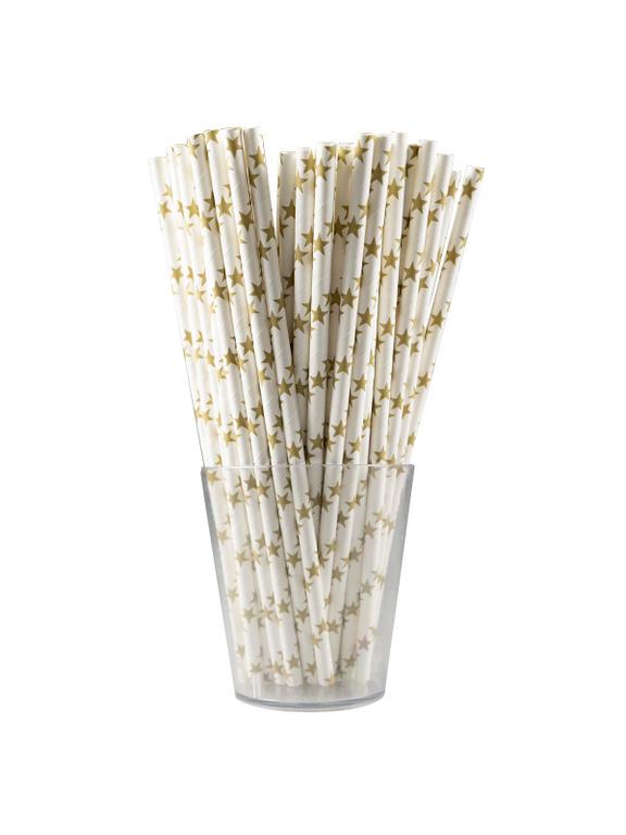Słomki papierowe gwiazdki złote (12 szt.) - FSC Mix Credit