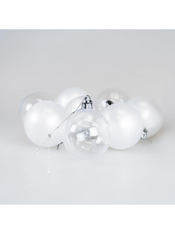 Zestaw bombek transparentnych (8 szt.) - perłowe