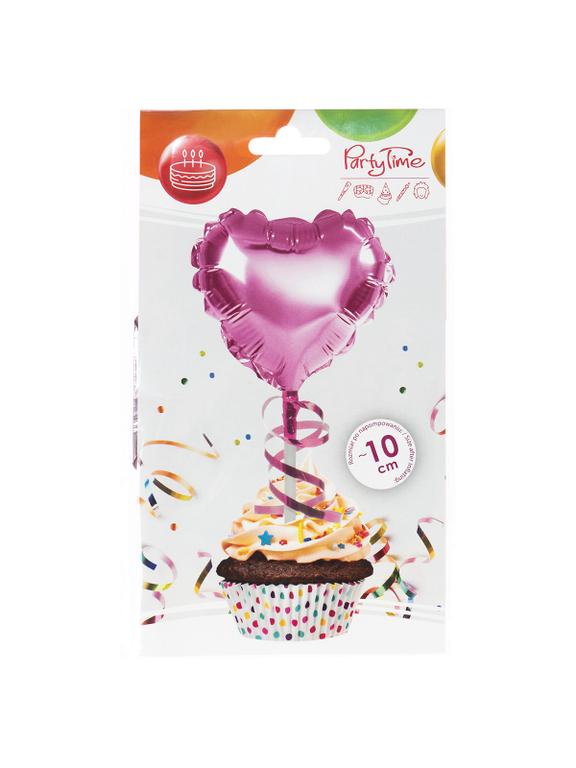 Balon foliowy na patyczku serce różowy