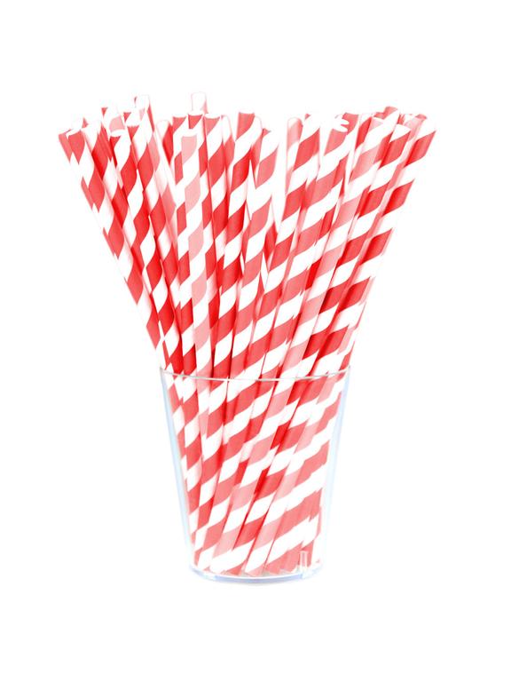 Słomki papierowe - paski czerwone (144 szt.) - FSC Mix Credit