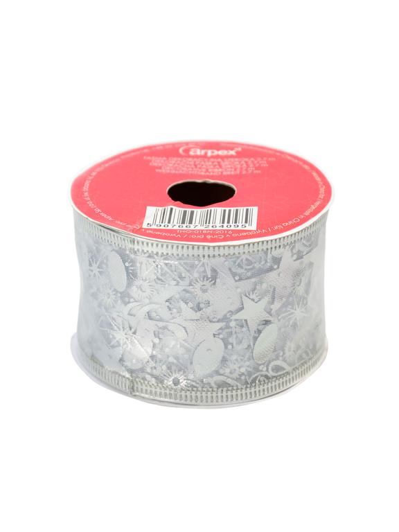 Taśma dekoracyjna na szpuli szeroka srebrna