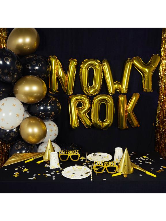 Balony okazjonalne ze złotym nadrukiem (6 szt.)