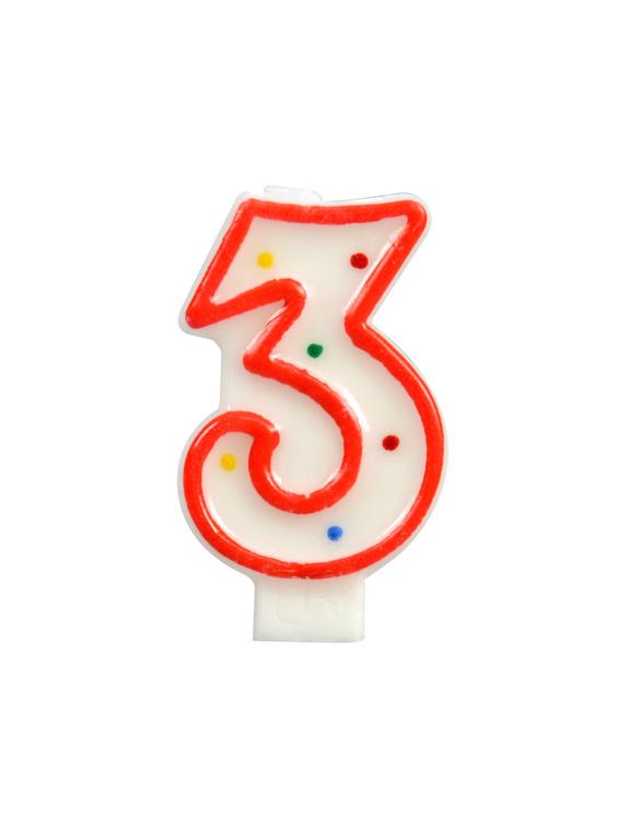 Świeczka cyferka - kropki nr 3