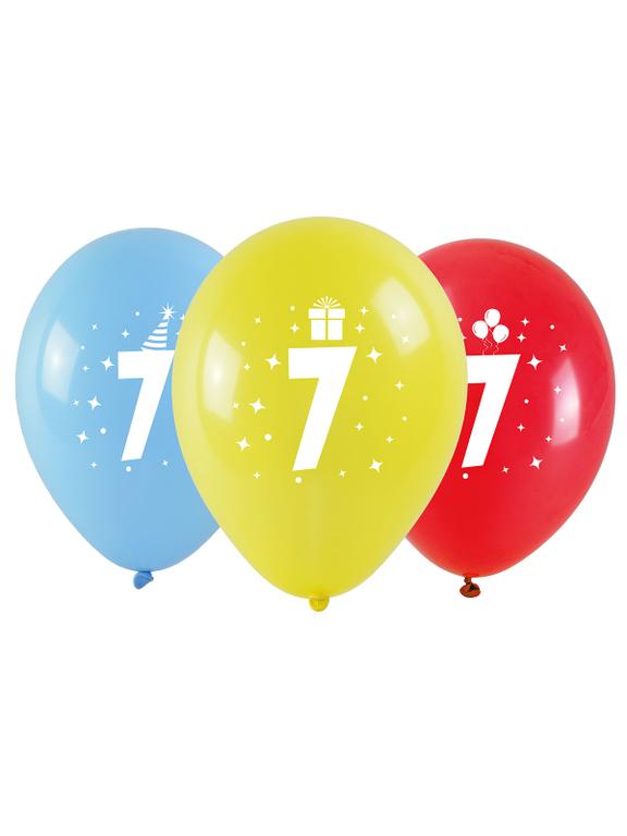 Balony z nadrukiem cyferki - 7 (3 szt.)