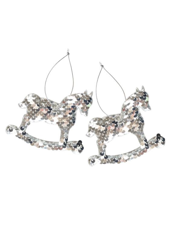 Zestaw cekinowych koników na biegunach (2 szt.)