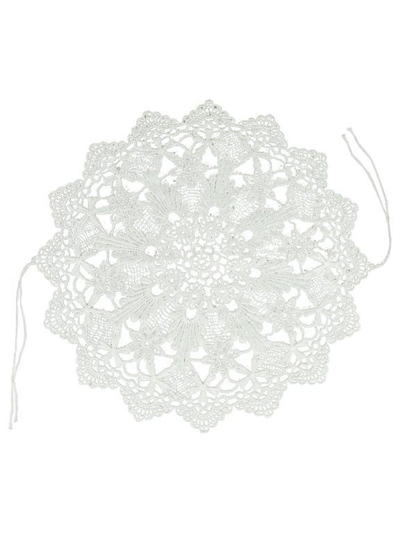 Ażurowa serweta na koszyczek (okrągła) - z tasiemkami do wiązania wzór B