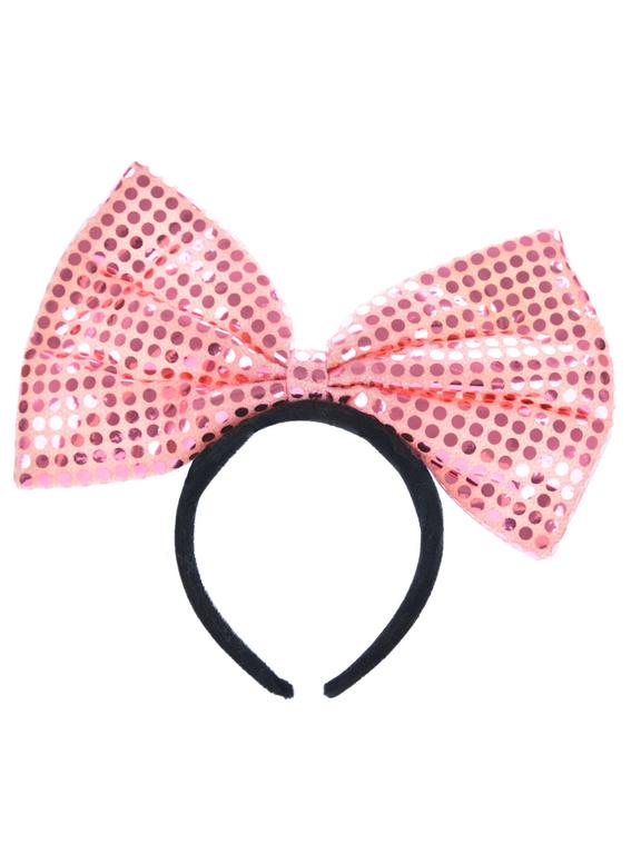 Kokarda na opasce - gigant (cekiny) różowa