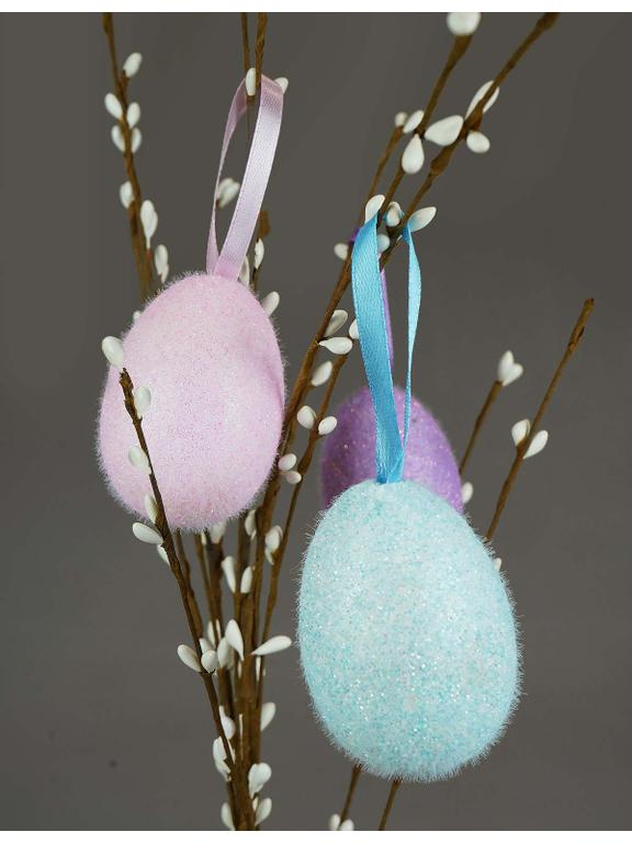 Brokatowe jajka flokowane (3 szt.)