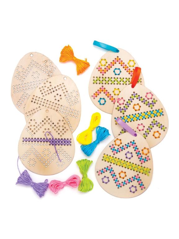 Drewniany zestaw kreatywny - pisanki z haftem