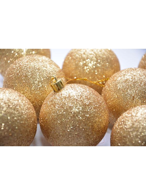 Bombki brokatowe pudełko (8 szt.) złote