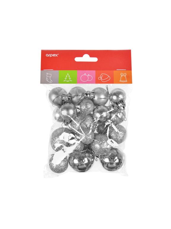 Komplet bombek dekorowanych - mix rozmiarów srebrny