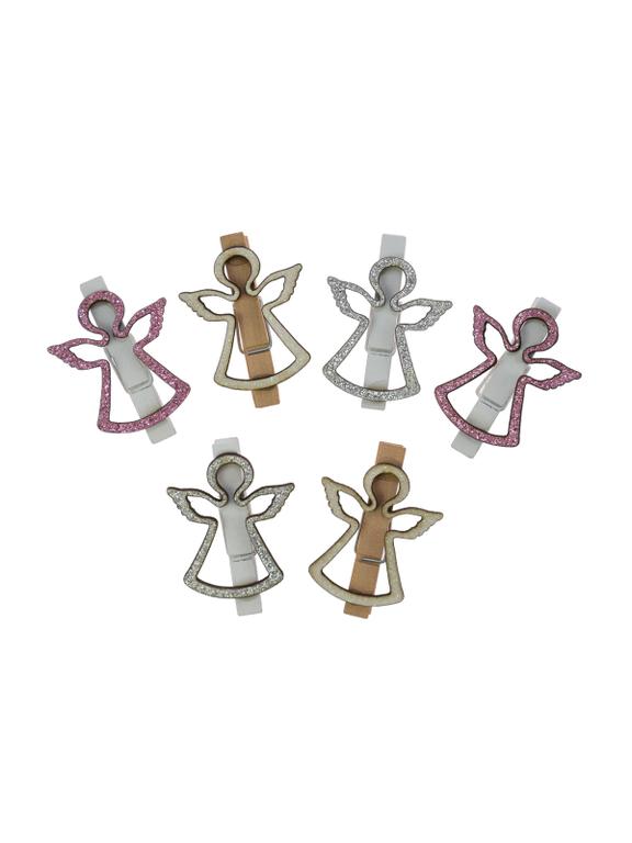 Klamerki z aniołkami (6 szt.)