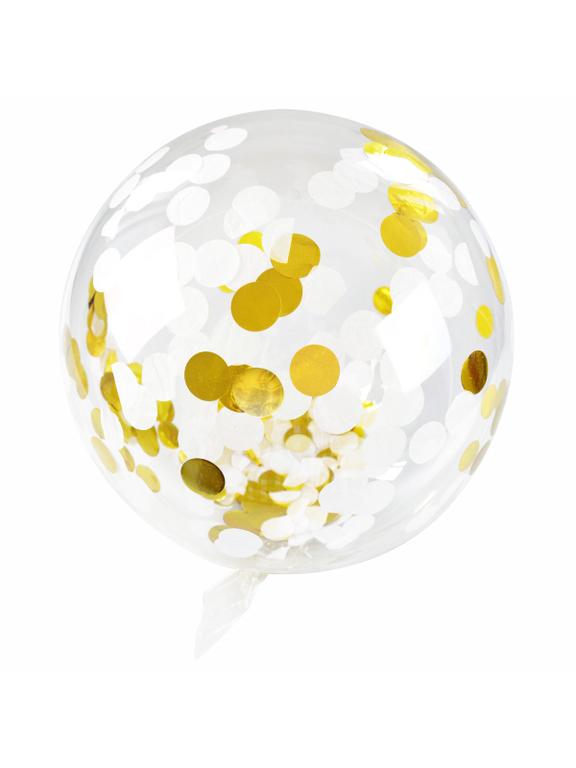 Balon transparentny z konfetti - Celebrate! Złoty