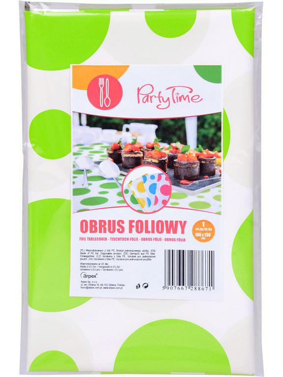 Obrus folia w grochy limonkowy