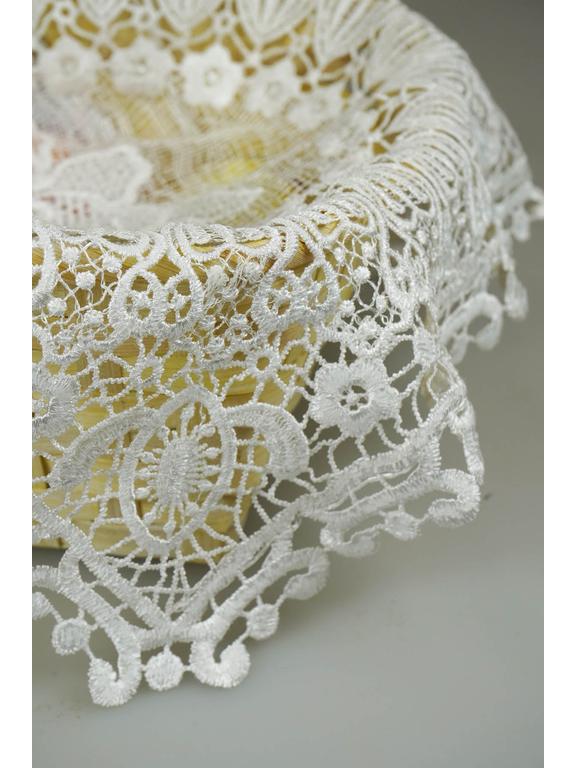 Ażurowa serweta na koszyczek (kwadratowa) - z tasiemkami do wiązania