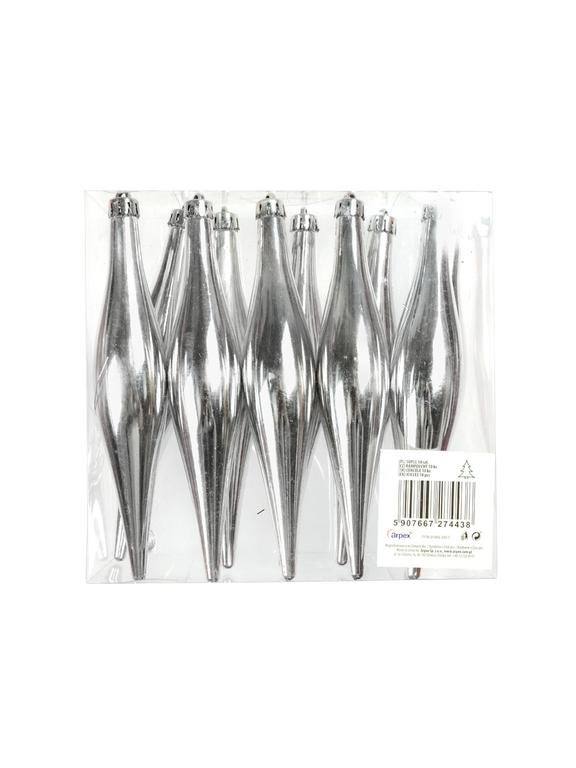 Sople w PVC 15 cm (10 szt.) srebrne