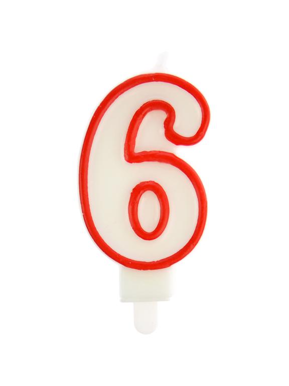 Świeczka cyferka nr 6 czerwona
